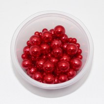 아크릴 진주 [무구멍] 컬러 비즈 공예 재료, 빨강, 4mm
