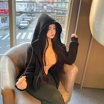 오버핏 사계절 얇은 후드집업 포근한 기모 무지 학생 교복 베이직 집업