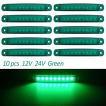 카라반트레일러 9 SMD 라이트 타원형 클리어런스 트레일러 24V 트럭 캐러밴 오렌지 스카니아 LED 사이드 마커 표시기 램프 12V 미등 10 개입 167048, 10Pcs Green, 10Pcs Green