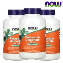 나우푸드 글루콘산 칼륨 포타슘 99mg 250정 3통 Potassium Gluconate