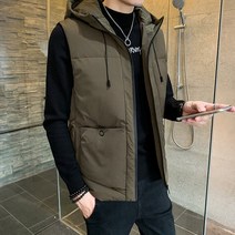 경량조끼 남성조끼 축구패딩조끼 남성용 민소매 조끼 겨울 경고 신형 후드 다운 재킷
