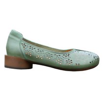 리얼 가죽 펌프스 단화 여 여름 펀칭 캐주얼화 잉글리쉬 작은 구두 소 힘줄 엄마화