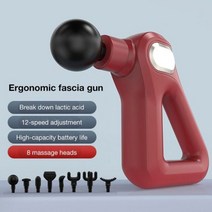 Portable 12 Level Electric Massage Fascia Gun Deep Tissue Muscle Pain Relief For Back Body Relaxatio, 01 빨간