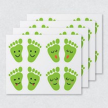 컬러 발모양 스티커, 초록색 x 4장