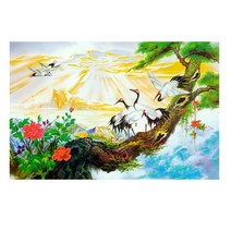 길조 두루미 풍수 우드 직소퍼즐 장수 부귀 재운 가져다주는 선학상운 풍수 일러스트 조각퍼즐 부모님선물 집에서 즐기는 취미생활 감압 집중력향상 300 500 1000피스 티레오, 선학상운 퍼즐도안09