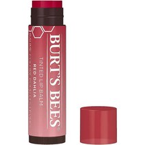 Burts Bees 100% 천연 틴트 립밤 레드 달리아 시어 버터 및 식물성 왁스 포함 튜브 1개 버츠비