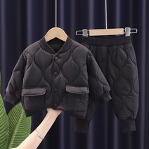 LZYJY 어린이 가을과 겨울 의류 양털 안감 소년과 소녀 캐주얼 양털 안감 투피스 아기 겨울 면화 패딩 의류 어린이 착용 패션