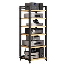 장식장 오디오 이동식 스틸 철제 턴테이블 프린트 스, D1모델5레이어블랙프레임+블랙플레이트휠