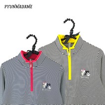 [편마담샵] 엄마 줄무늬티 긴팔 50대여성 봄 중년의류 지퍼 티샤스