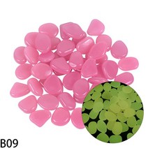 조경 야광 조약돌 자갈 2550pcs 정원 장식품 빛나는 돌 형광 자갈 야외 수족관 홈, 50개, b09