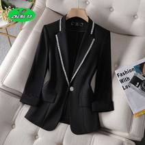 SHENGBO여성용 클래식 블레이저 슬림 쇼트 오버핏 자켓