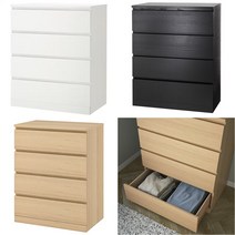 이케아 MALM 말름 4칸서랍장 80x100cm (화이트 블랙브라운 참나무 택1), 화이트스테인 참나무 무늬목 903.546.62