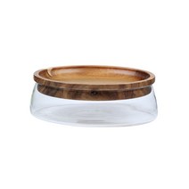 빈티지 견과류 보관함 간식 과일 글라스 대용량 유리병 우드뚜껑밀폐, B. 21x8cm