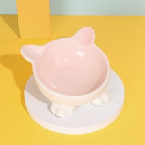 고양이 그릇 도자기 빗살 아기 고양이 물그릇 밥그릇 고양이 물그릇 고양이 물 그릇 고양이 밥그릇 낮은발 고양이 용품, 키다리 분홍화백홍개