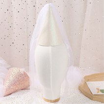 요정 파티 햇 고깔 모자 3color [DIY 만들기 생일 파티햇 고깔모자 베일 꼬깔모자 요정고깔], 화이트