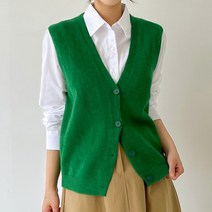 퍼니걸스 9490 데일리 브이넥 레이어드 니트 조끼 여성의류