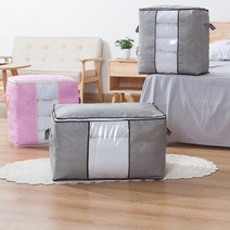 부직포 이불 의류 패브릭 투명창 깔끔 수납 정리함 집안정리, 그레이_중, 본상품선택