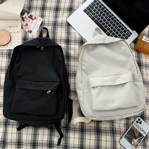 새학기 여학생 코디 가방 무지 캔버스 앞포켓 백팩