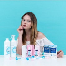 예스덴톡 구역질없는 이중날 U자 휴대용 혀클리너 혓바닥 설태 백태제거 혀칫솔 살균소독수포함, 화이트, 블루