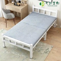 좁은방침대 원룸 기숙사 철제 오피스 싱글 침대 화이트 너비 90cm, 강화되고 조용한 (사각 튜브) 폭 90cm 및 다채로운