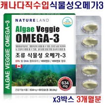 rtg 식물성 오메가3 조류 임산부오메가3 EPA DHA 비타민D ncr 미세조류 수유부 어린이 청소년 영양제, 3박스, 60캡슐