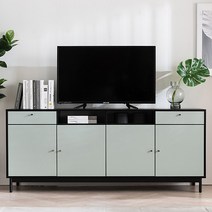 [에몬스홈] 휴이 다용도 높은 거실수납장 1800, 색상:민트+다크그레이