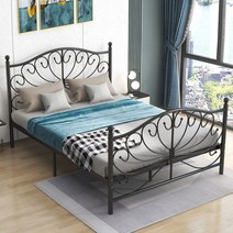 프레임 철제 유럽풍 공주침대 엔틱 메탈 싱글 클래식 퀸사이즈, 1800mmx2000mm, 블랙