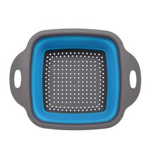 과일세척기 Fruit Vegetable Washing Machine 접이식 실리콘 드레인 바구니 야채 과일 세척 바구니 접이, 06 rectangle-blue_01 S