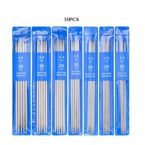 대바늘 숏팁 모사용 코바늘 뜨개질 뜨개용품 뜨개질바늘 세트 5 35PCS 20CM 스테인레스 스틸 스웨터 프로젝트에 대 한 2 5MM 더블 지적 스트레이트, 06 3