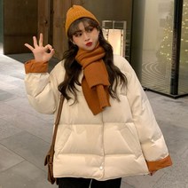 안나리야 배색 빵빵한 여성 수입 예쁜 숏 패딩 점퍼 SY