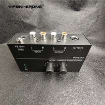 eu 플러그 오디오 증폭기 pp500 포노 전치 증폭기(레벨 볼륨 제어 포함) rca 입력 출력 14 trs 출력 인터페이스, EU 플러그 포함