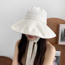 에이미 소녀감성 린넨끈 와이드 챙모자 A016