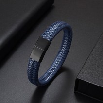 힙한 패션 클래식 블랙 수제 가죽 팔찌 다층 실버 색상 마그네틱 버클 남성 캐주얼 커프 쥬얼리
