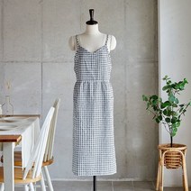 모던하우스 리플 체크 앞치마 네이비 EM0522012, FREE