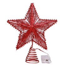 크리스마스 트리 토퍼 LED 조명 스타 장식 Xmas Treetop 장식 파티 홈 장식 용품, 빨간색