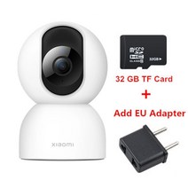 Xiaomi Mi 스마트 카메라 2 PTZ 360 학위 1440P WiFi CCTV IP 웹캠 2.4GHz 5GHz 낮은 빛 풀 컬러 홈 베이비, 05 A EU 32GB SD