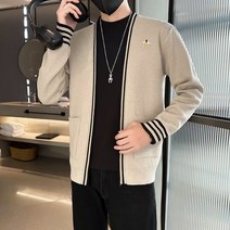 라운드가디건니트 가을 남자 어린꿀벌 꽃자수 코트 재킷 슬림 스웨터 M802 4995681349