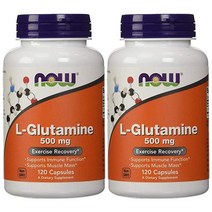 [미국 직구] NOW Foods L-Glutamine 화이트보틀 500mg 논지엠오 블루탑 120cap 2팩, 수량, 상세참조