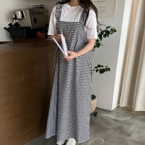퍼니걸스 6262 데일리 뷔스티에 프릴 체크 롱 원피스 여성의류