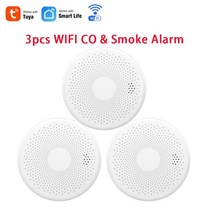 가스누출경보차단장치 도시가스차단기 가스 누설 누출 감지기 경보기 Tuya WiFi 일산화탄소 누출 감지기 연, 04 3pcs WIFI CO Smoke