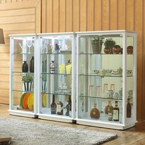 앤탑퍼니처 LED 조명 강화유리 장식장, 4단, 800, 화이트