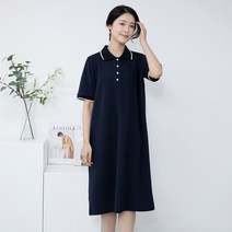 모슬린 엄마옷 카라 반팔 반오픈 원피스 EOP304086 마담 미시옷 중년여성의류 빅사이즈 50대 60대여성옷