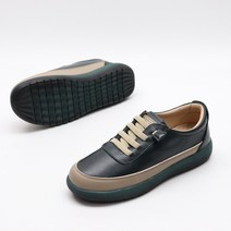 천연 소가죽 여성화 스니커즈 사계절 여자 단화 밴딩 그린 언니에게