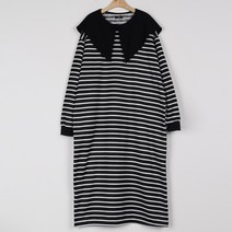 퍼니걸스 5893 루즈핏 빅카라 기모 단가라 롱 원피스 여성의류