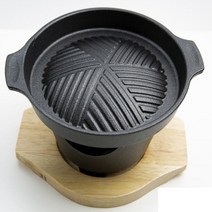 리빙아트 무쇠화로 그릴팬 가정용 화로 17cm 와규 소고기 캠핑용 화로 1인용 혼밥 고채연료 가스렌지 사용 이자카야화로 미니그랠팬 미니불판 그릴사이즈 지름17/높이3cm