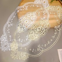 지안홈데코 에리얼 테이블 매트 레이스 자수 꽃 식탁깔개 2종, 아이보리