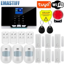 연기감지 누수감지 화재감지 소방tuya smart wifi gsm security alarm system works with alexa home burglar 모션 감지기 ip, 협력사, w3b6
