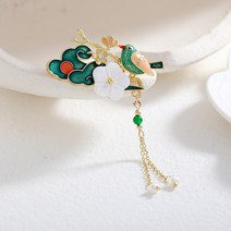 그레이스샵 [나연한복뒤꽂이]한복소품 까치 자개꽃 담수진주 브로치