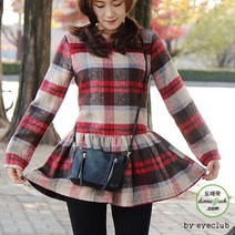 체크모직플레어원피스/모직원피스 니트원피스 원피스