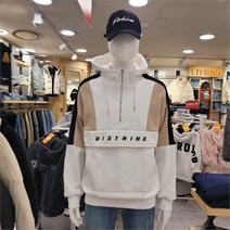 LITMUS 리트머스 SH04 기모 절개배색 후드티 오버핏 반집업 아노락 후드티셔츠 LL4TU877-002